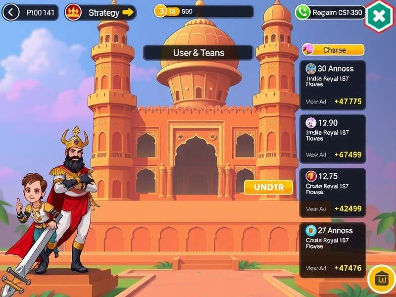 India Royals Battle gameplay screenshot showing royal characters and Indian architecture